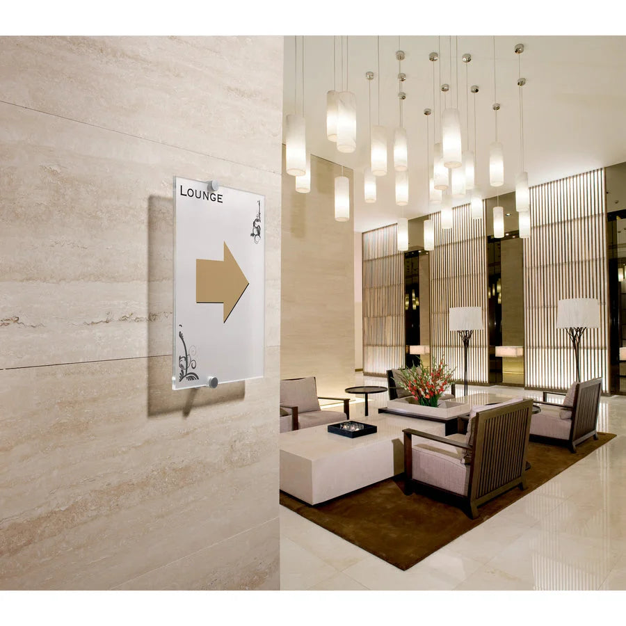 DURABLE Crystal Standoff Wall Sign Holder - Clear Rectangular Shape - Signs & Nameplates