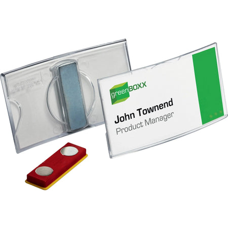 DURABLE Delux Convex Name Badge Holder - Acrylic Transparent - Magnetic - 25/Box - ID Badges & Supplies