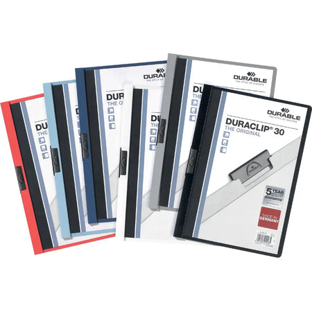 DURABLE DURACLIP Letter Report Cover: 8 1/2’’ x 11’’ 30 Sheets Capacity - Covers