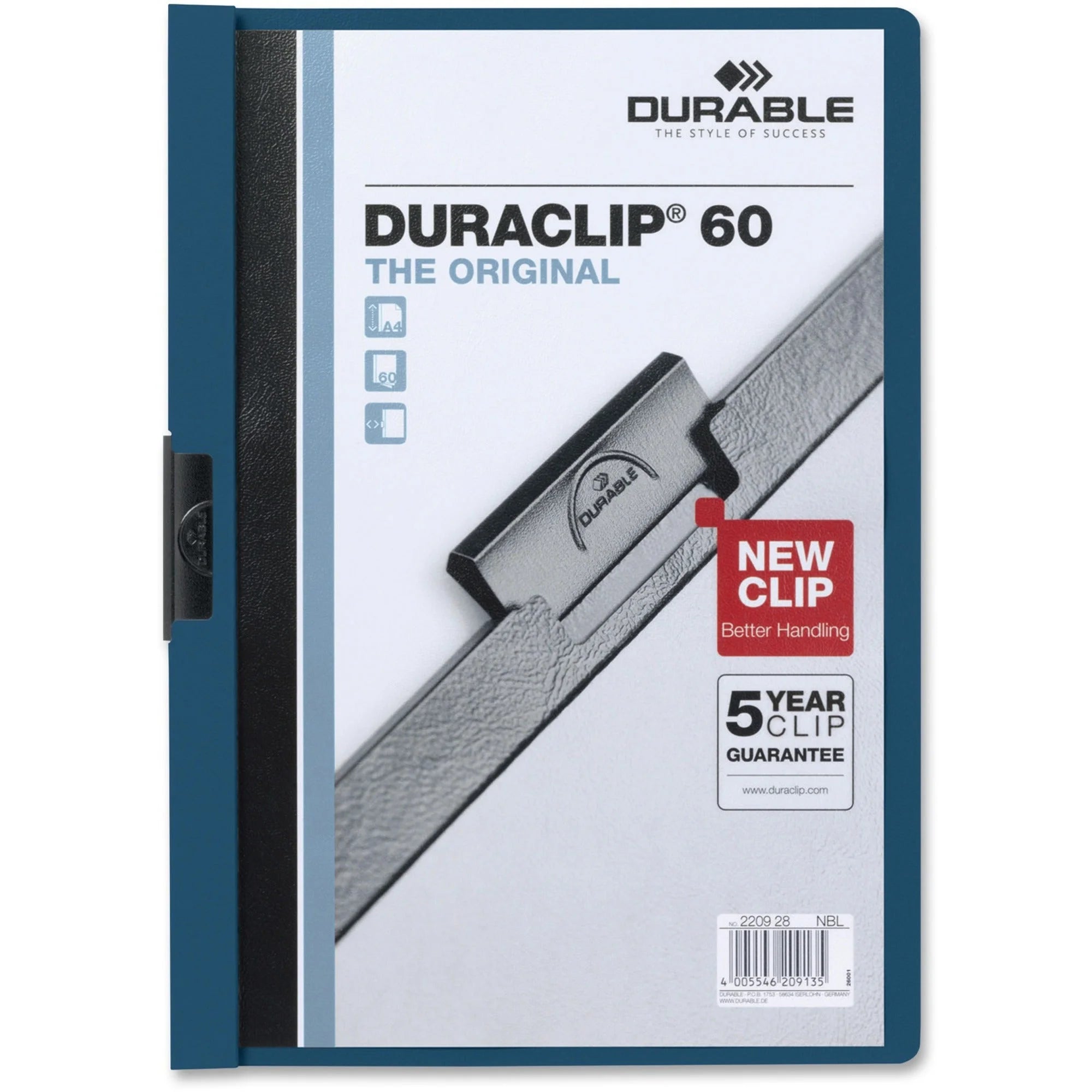 DURABLE DURACLIP Letter Report Cover: 8 1/2’’ x 11’’ 60 Sheets Capacity - Covers
