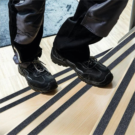 DURABLE GRIP Anti-Slip Tape: 16.40 yd Length x 0.98’’ Width - Black - Abrasion Resistant - Safety Tape