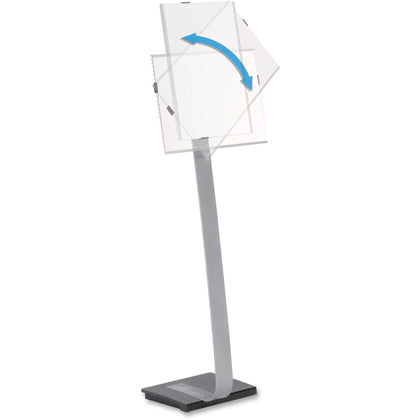 Durable Info Sign Duo Floor Stand - 50’’ Height x 17’’ Width - Aluminum Stainless Steel - Gray Black - Signs &