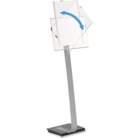 Durable Info Sign Duo Floor Stand - 50’’ Height x 17’’ Width - Aluminum Stainless Steel - Gray Black - Signs &