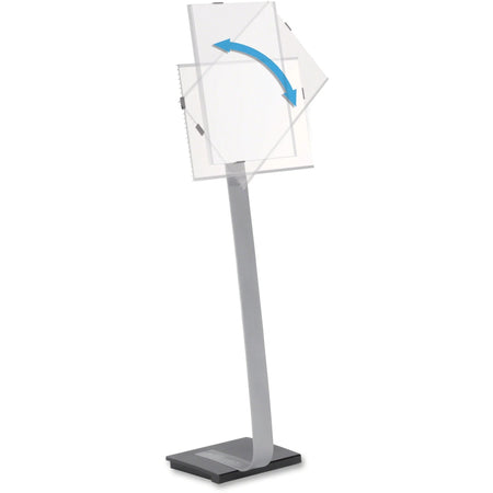 Durable Info Sign Duo Floor Stand - 50’’ Height x 17’’ Width - Aluminum Stainless Steel - Gray Black - Signs &