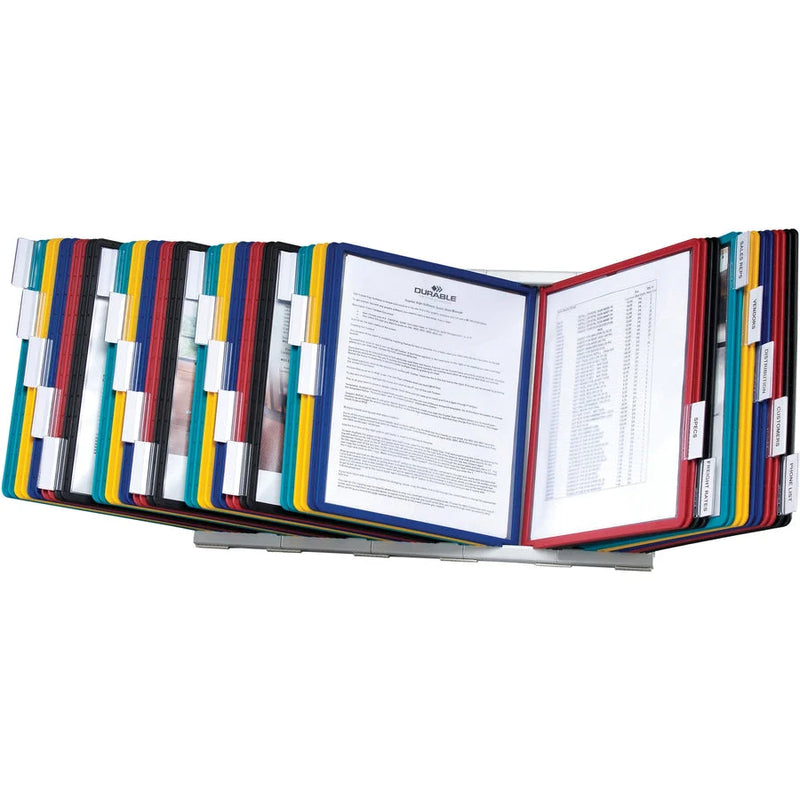 DURABLE InstaView Desktop Reference System: 10-Panel Letter Size Support - Expandable - Catalog Racks/Reference Display