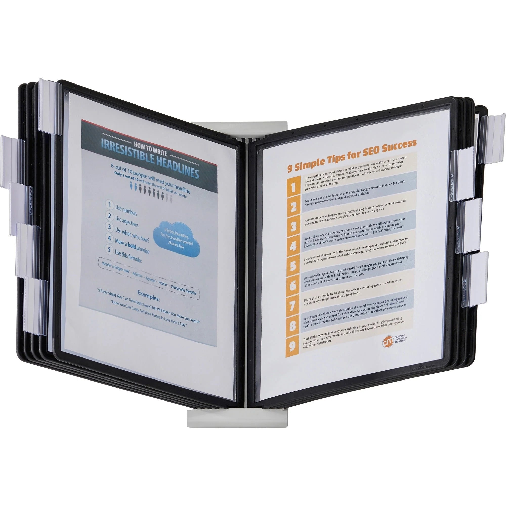 DURABLE InstaView Desktop Reference System: 10-Panel Support for Letter 8.50’’ x 11’’ Media - Catalog Racks/Reference