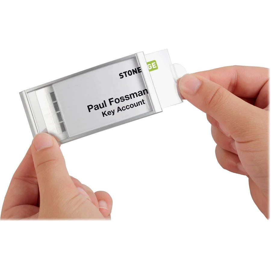 DURABLE Magnetic Classic Name Badge Holder - Silver - Pack of 10 - ID Badges & Supplies