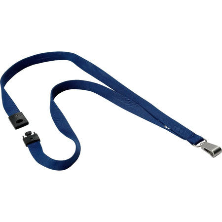 DURABLE Premium Textile Lanyard in Blue - Pack of 10 - ID Badges & Supplies