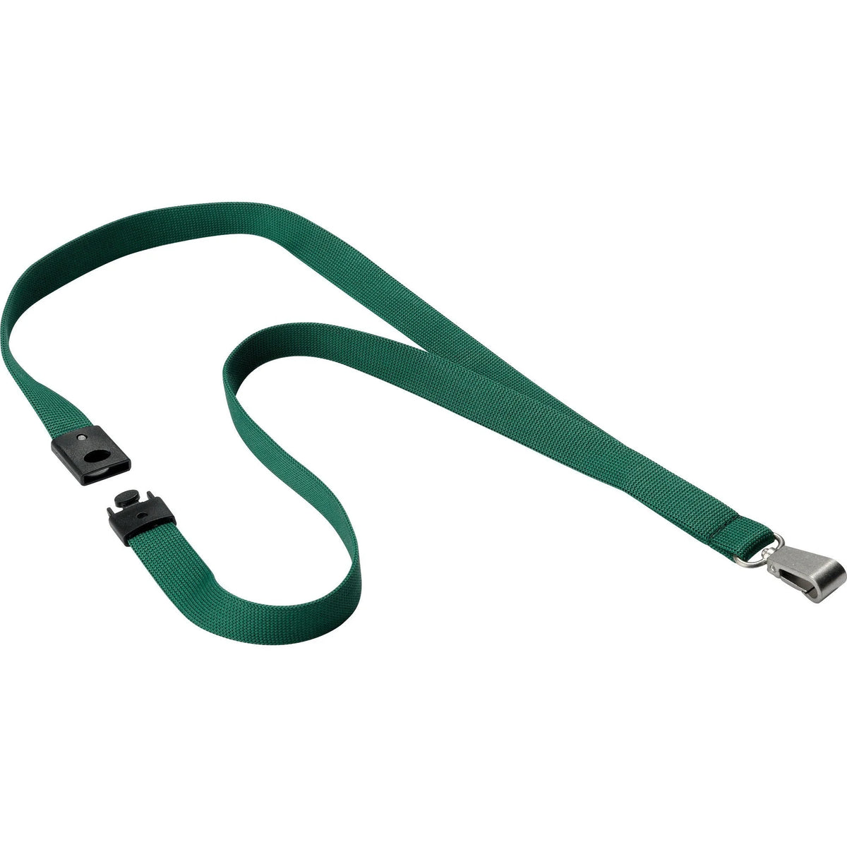 DURABLE Premium Textile Lanyard in Dark Green - Pack of 10 - ID Badges & Supplies