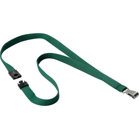 DURABLE Premium Textile Lanyard in Dark Green - Pack of 10 - ID Badges & Supplies