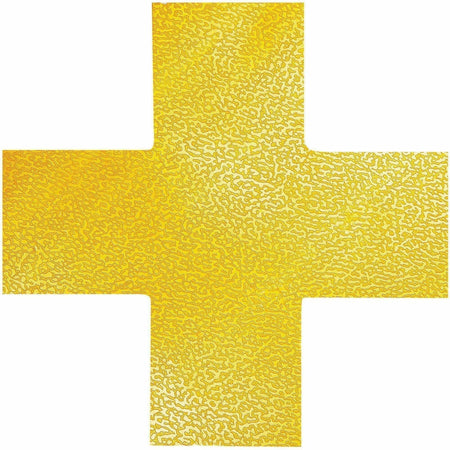 DURABLE Safety Floor Marking Cross Shapes - Slip Resistant Yellow Plastic - 10 Pack - Tape