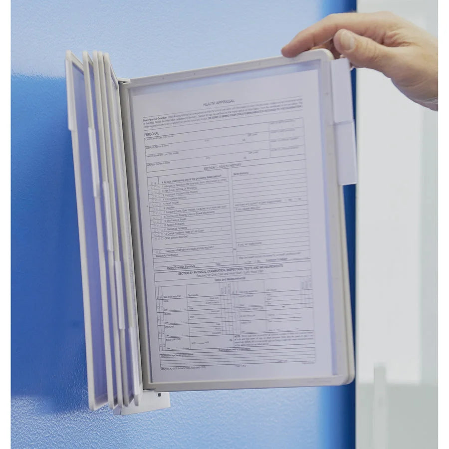 DURABLE Sherpa 10-Panel Wall Reference System: Expandable Removable Sleeve - Catalog Racks/Reference Display