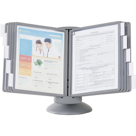 DURABLE Sherpa Motion Desk Reference System: 10-Panel Desktop Stand - Catalog Racks/Reference Display