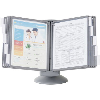 DURABLE Sherpa Motion Desk Reference System: 10-Panel Desktop Stand - Catalog Racks/Reference Display