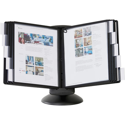 DURABLE Sherpa Motion Desk System: 10-Panel Desktop Stand - Adjustable Viewing Angle - Catalog Racks/Reference Display