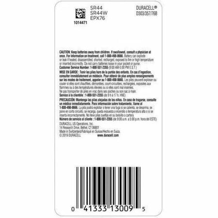 Duracell 303/357 Silver Oxide Battery - Reliable Power for Watches Toys and More - Batteries & Chargers