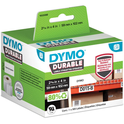 Dymo Address Label: White Plastic 2.33’’ x 4.02’’ 300 Labels - Label Maker Supplies