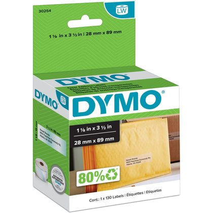 Dymo Clear Address Labels: Direct Thermal 1 1/8’’ x 3 1/2’’ - 130/Roll - Label Maker Supplies