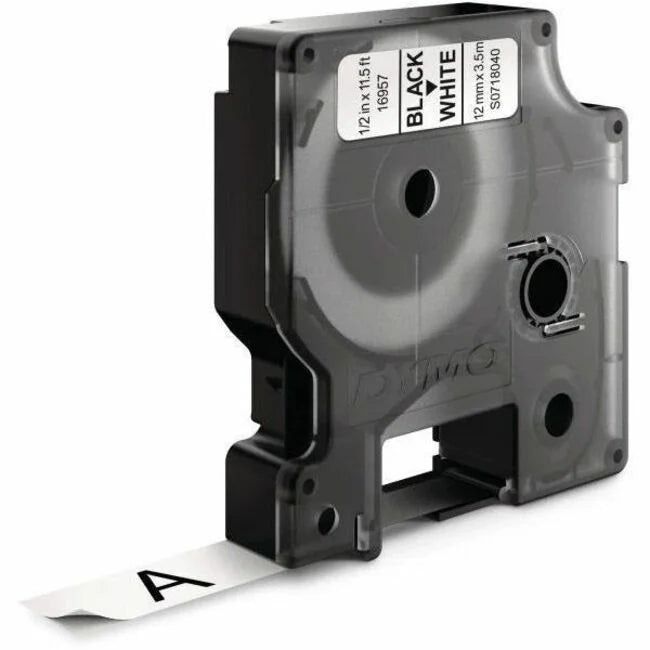 Dymo D1 12mm White Nylon Tape - Permanent Adhesive - Flexible & Damage Resistant - Label Tapes Maker Labels