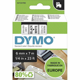Dymo D1 43613 Tape: 6mm x 7m Black on White - Easy Peel Durable - Label Maker Supplies
