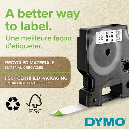 Dymo D1 53713 Tape: 24mm x 7m Black on White - Easy Peel Durable - Label Maker Supplies