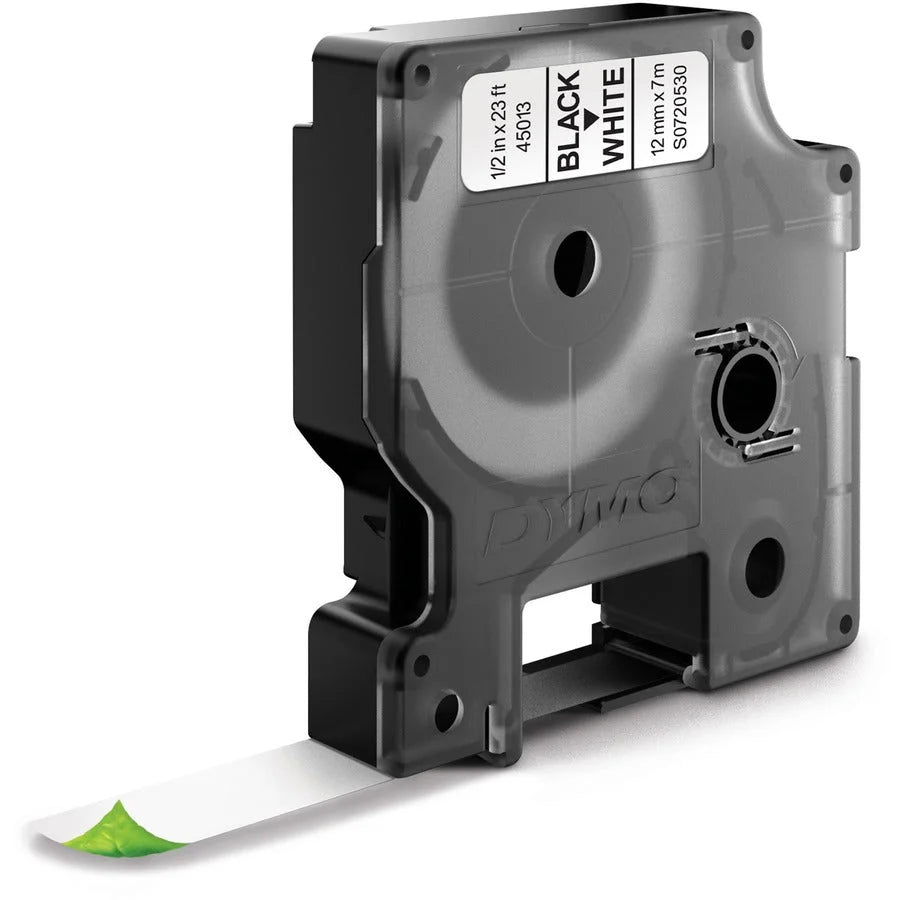Dymo D1 Electronic Tape Cartridge: 1/2’’ White Polyester - Thermal Transfer - Label Maker Supplies