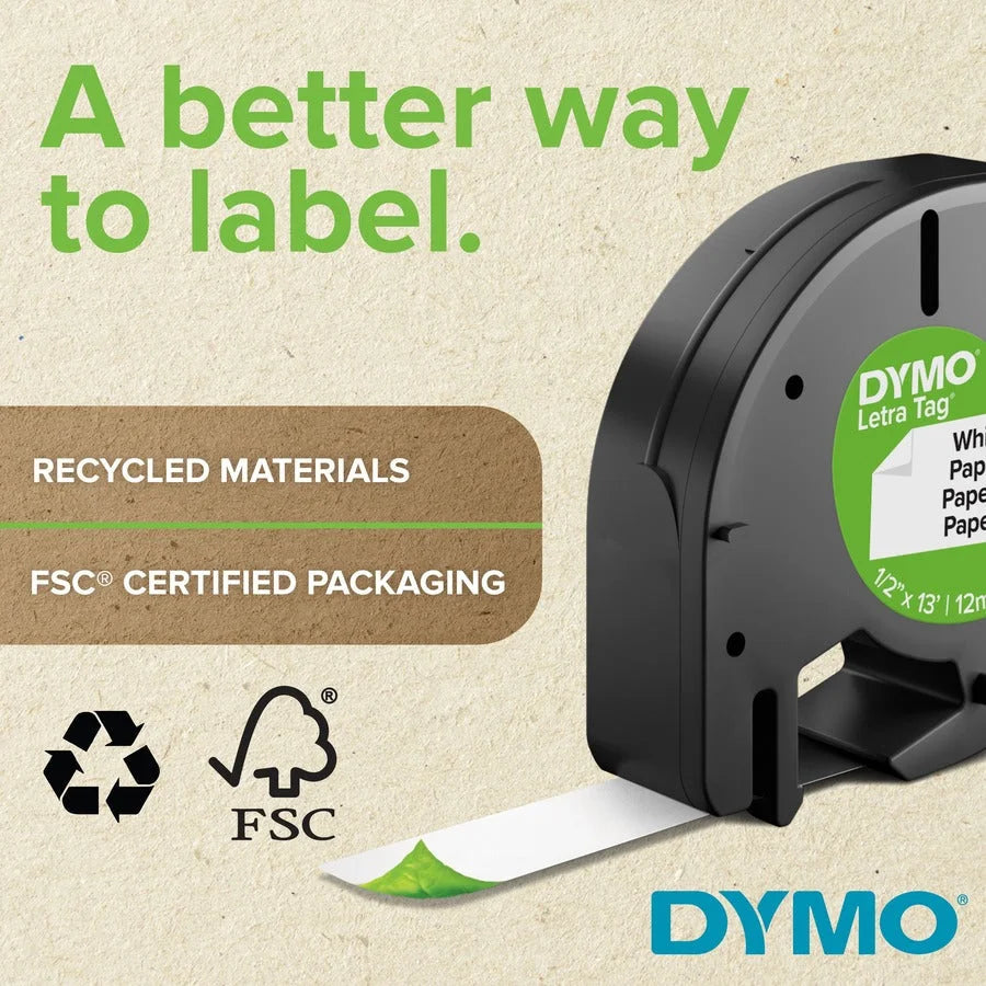 Dymo D1 Electronic Tape Cartridge: 1/2’’ x 23 ft - Clear Polyester - Scratch & Chemical Resistant - Label Maker Supplies