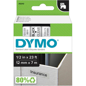 Dymo D1 Electronic Tape Cartridge: 1/2’’ x 23 ft - Clear Polyester - Scratch & Chemical Resistant - Label Maker Supplies