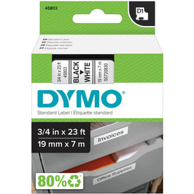 Dymo D1 Electronic Tape Cartridge: 3/4’’ White Polyester - Label Maker Supplies