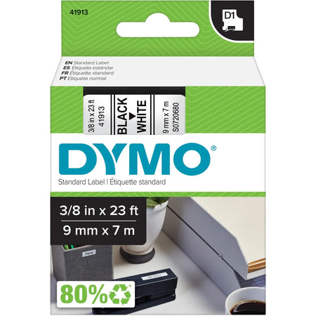 Dymo D1 Electronic Tape Cartridge: 3/8’’ White Polyester - Thermal Transfer - Label Maker Supplies