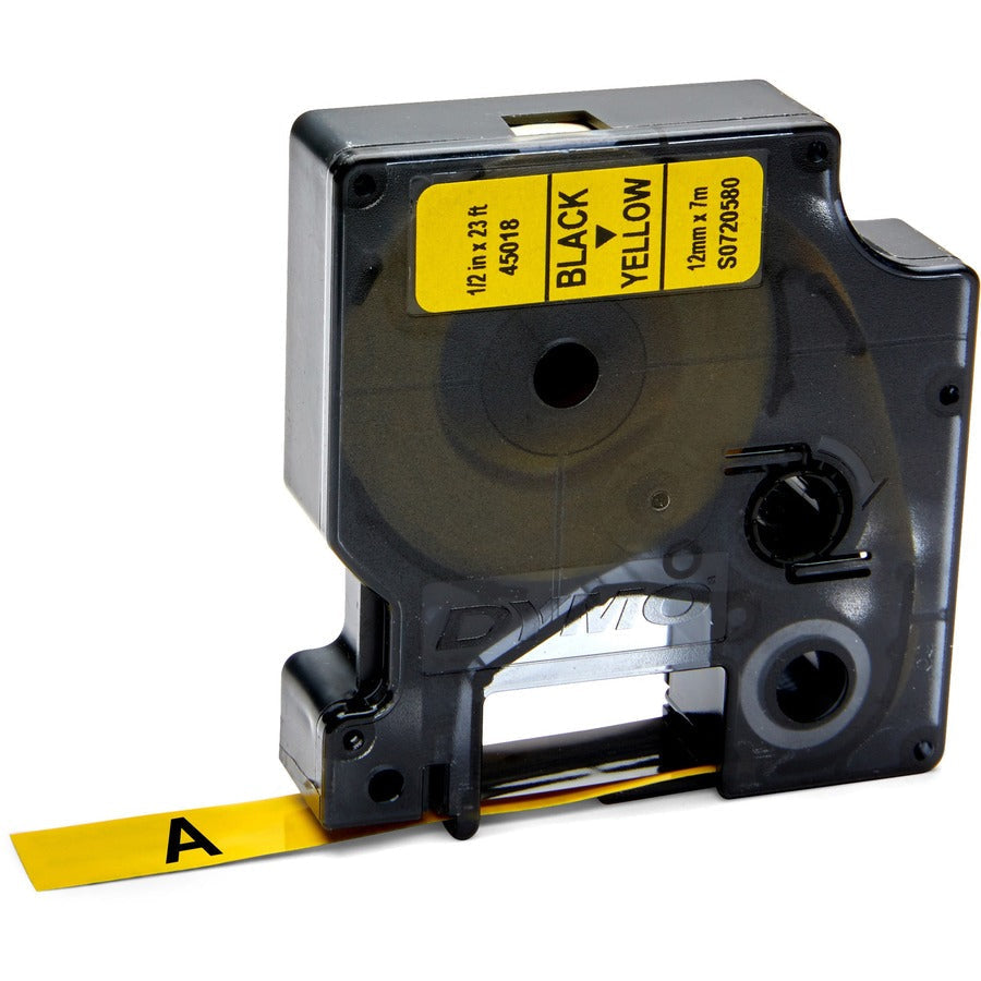 Dymo D1 Yellow Tape Cartridge - 1/2’’ Width - Polyester - 1 Each - Label Maker Supplies