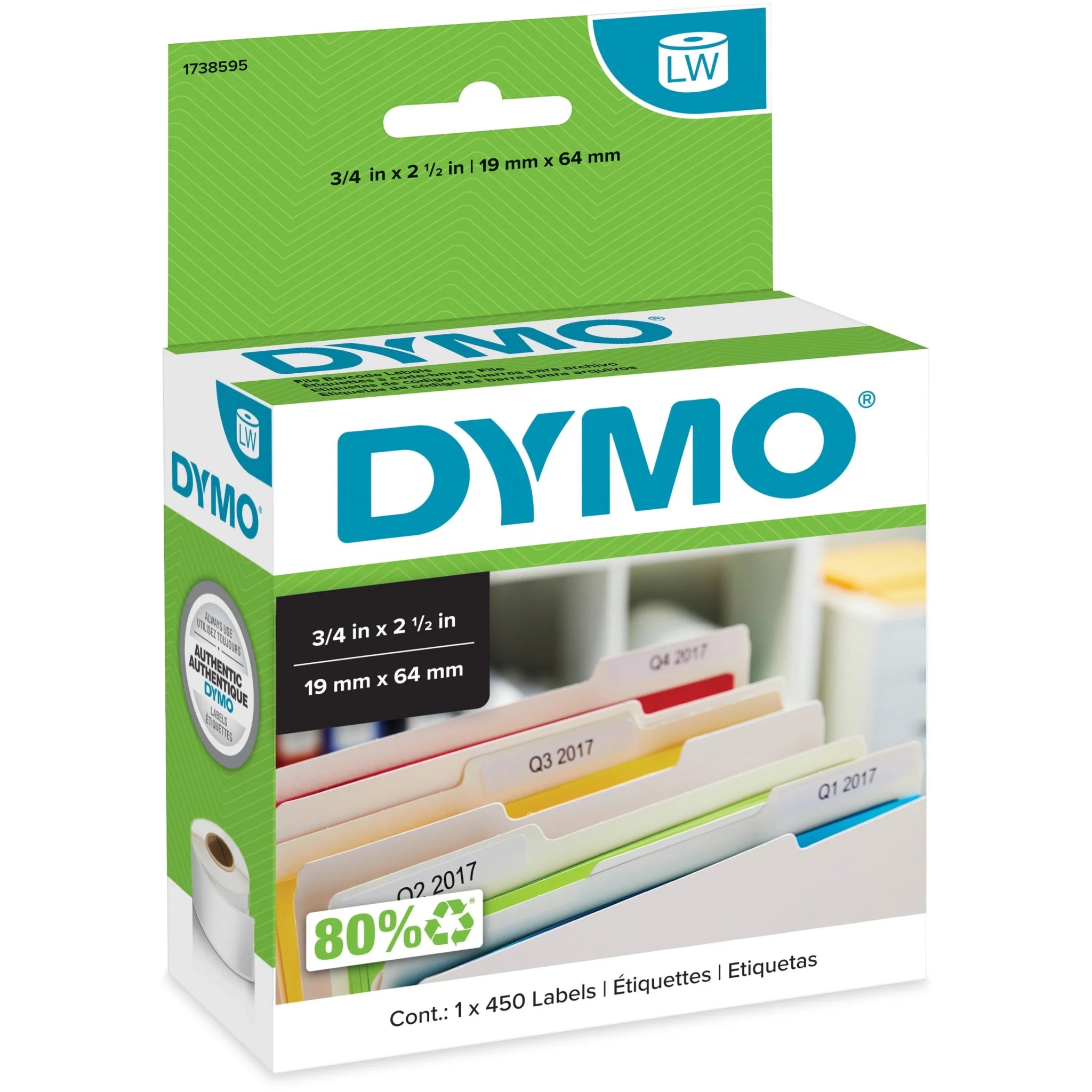 Dymo File Document Management Labels - White 3/4’’ x 2 1/2’’ 450/Roll - Label Tapes & Maker