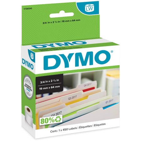 Dymo File Document Management Labels - White 3/4’’ x 2 1/2’’ 450/Roll - Label Tapes & Maker