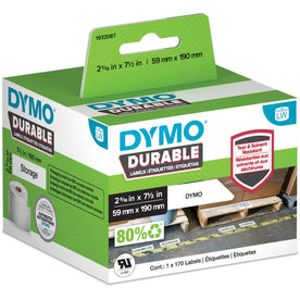 Dymo ID Label: White Polypropylene 2 21/64’’ x 7 31/64’’ - 170 Labels - Label Maker Supplies