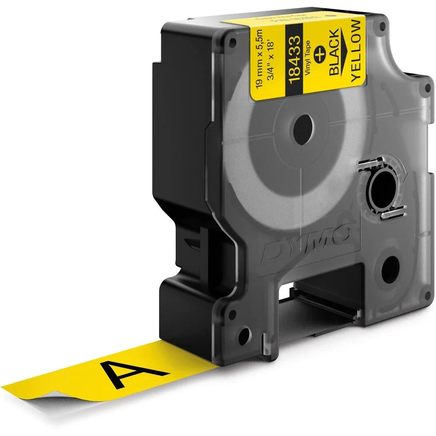 Dymo Colored Industrial Rhino Vinyl Labels - 3/4’’ Width - Rectangle - Black Yellow - Water Resistant - Label Tapes &