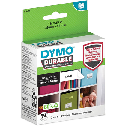 Dymo LabelWriter 1’’ x 2 1/8’’ White Labels - Water Resistant - 160/Roll - Label Maker Supplies