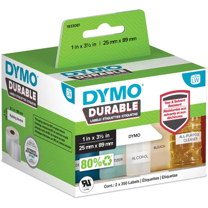 Dymo LabelWriter ID Labels: White Polypropylene 63/64’’ x 3 1/2’’ 700 Labels - Label Maker Supplies