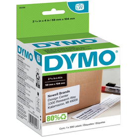Dymo LabelWriter Large Shipping Labels - Direct Thermal White - 2 5/16’’ x 4’’ - 300/Roll - Label Maker Supplies