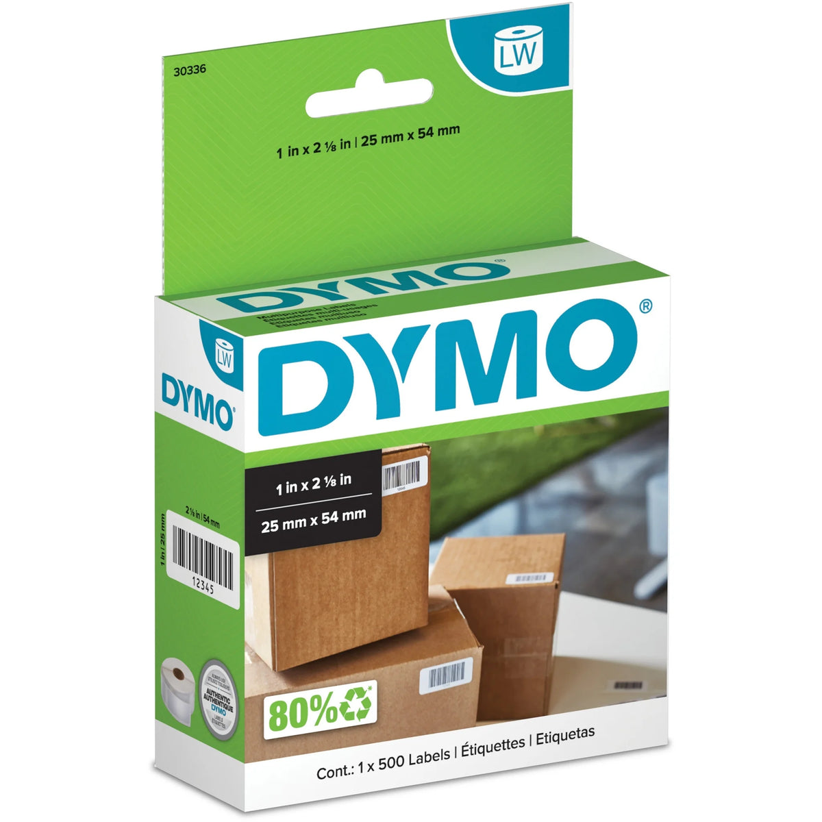 Dymo LabelWriter Small Multipurpose Labels - 1’’ x 2 1/8’’ - White - 500 / Roll - Label Maker Supplies