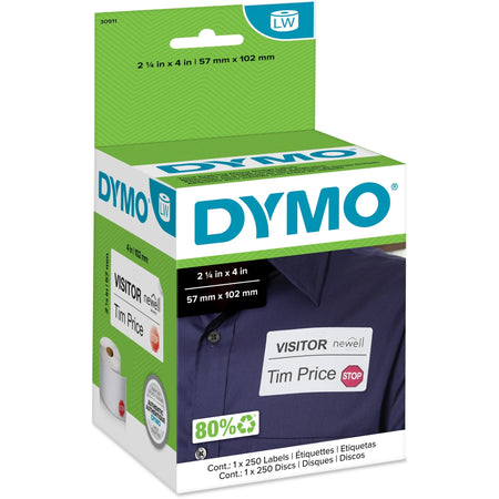 Dymo LabelWriter Time-expire Name Badge Labels - 250 Labels/Roll - Label Maker Supplies