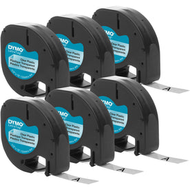 Dymo LetraTag Clear Plastic Labels - 1/2’’ Width - Pack of 6 - Label Maker Supplies
