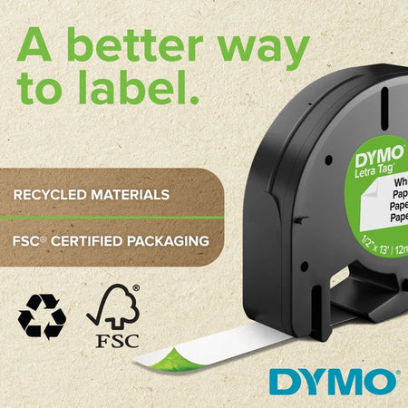 Dymo LetraTag Label Maker Tape Cartridge - 1/2’’ Silver Thermal - Supplies