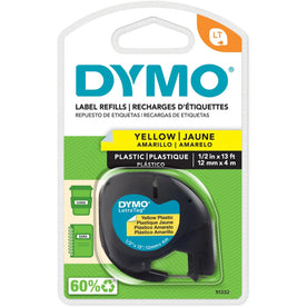 Dymo LetraTag Yellow Label Maker Tape Cartridge - 1/2’’ Width Polyester - Supplies