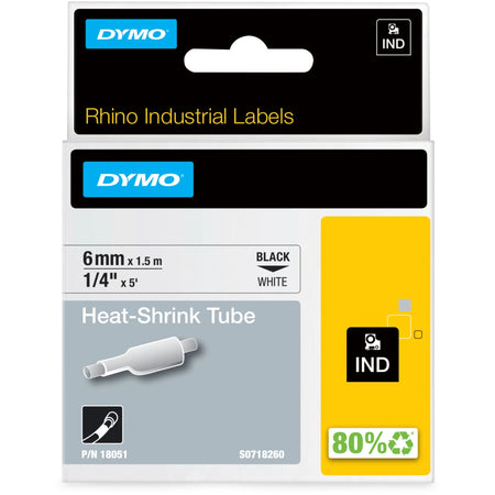 Dymo Rhino Heat Shrink Tube Labels - 1/4’’ White Polyolefin - Label Maker Supplies
