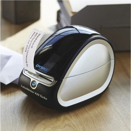 Dymo White Address Labels: Permanent Adhesive Direct Thermal - 130 Labels/Roll - Label Maker Supplies