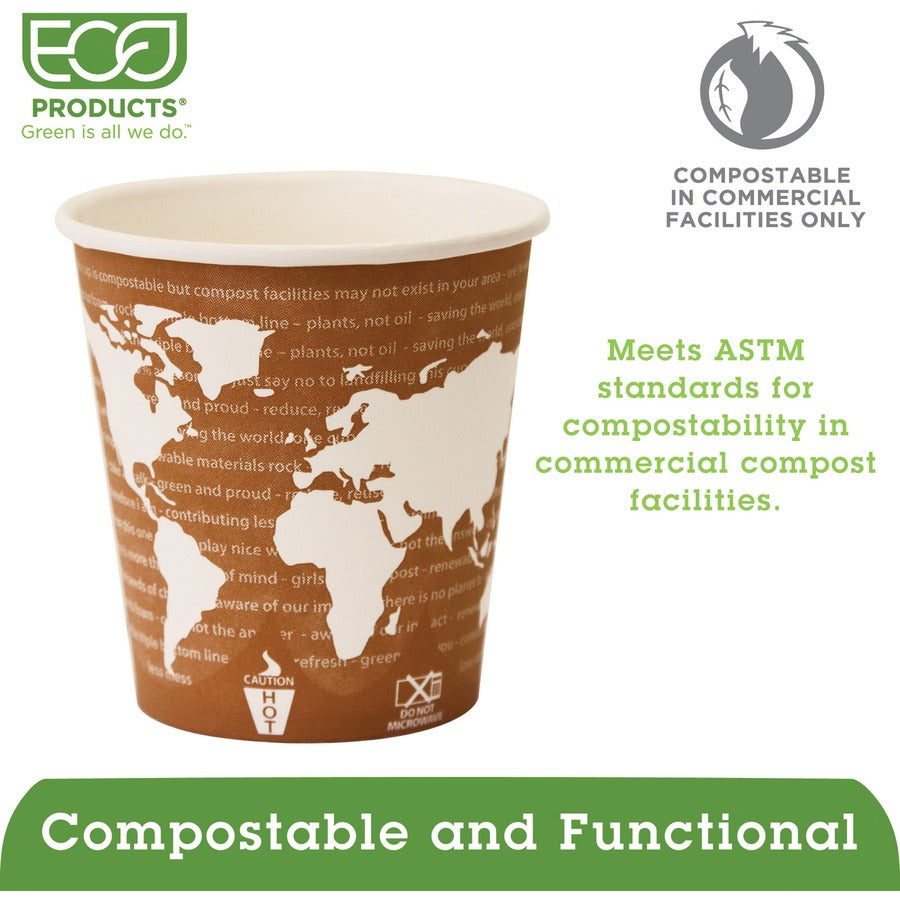 Eco-Products 10 oz World Art Hot Beverage Cups - fl - Multi - Paper Resin - Drink - 50/Pack - 20 / Carton