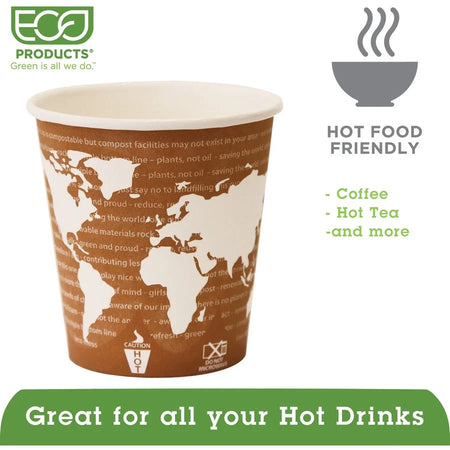 Eco-Products 10 oz World Art Hot Beverage Cups - Sustainable Drink