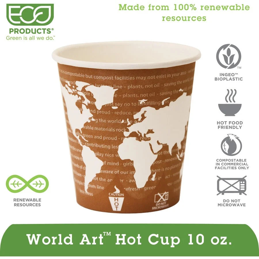 Eco-Products 10 oz World Art Hot Beverage Cups - Sustainable Drink