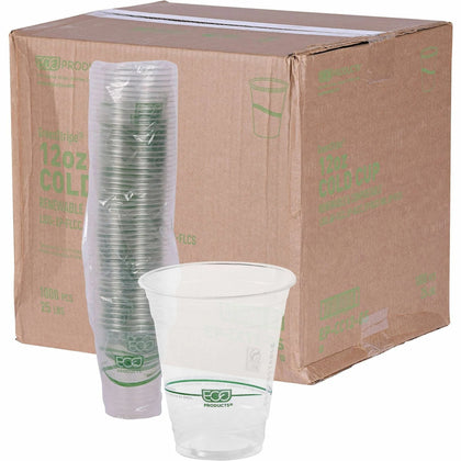 Eco-Products 12 oz GreenStripe Cold Cups - fl - Clear Green - Polylactic Acid (PLA) - Drink - 50/Pack - 20 / Carton