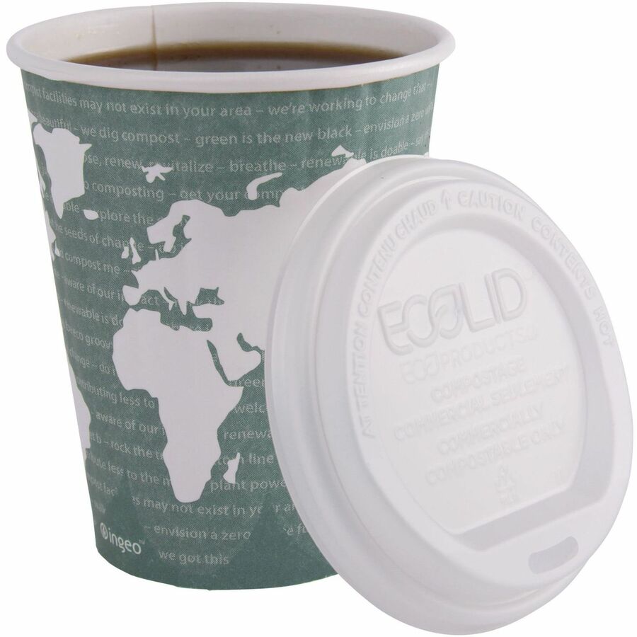 Eco-Products 12 oz World Art Insulated Hot Beverage Cups - fl - Green - Drink - 600 / Carton